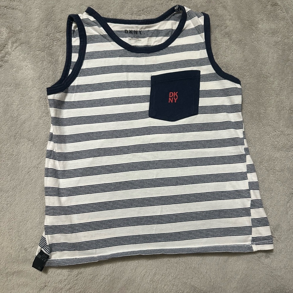 DKNY Striped Navy and White Kids Tank Top